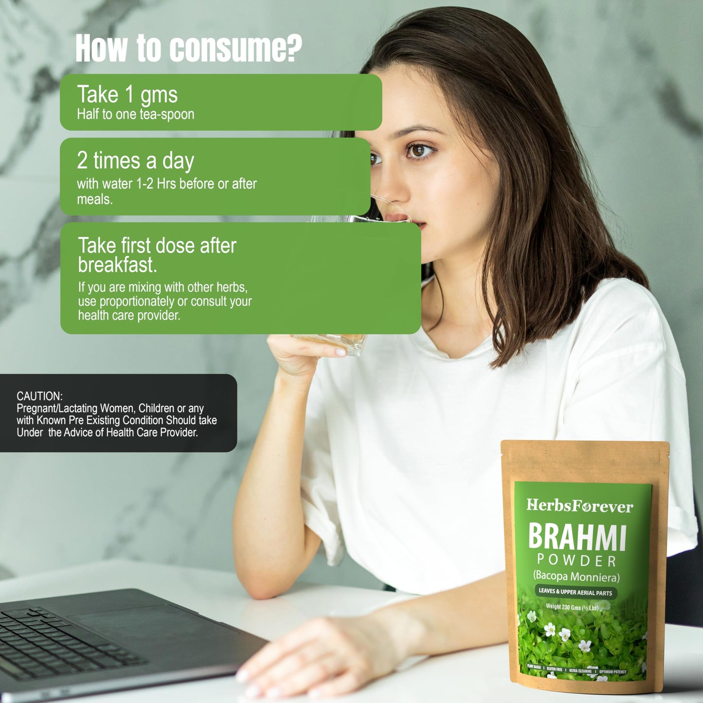 Authentic USA imported Herbsforever Brahmi whole plant powder for hair care