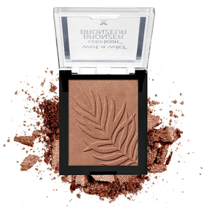 Wet n Wild gel infused bronzer powder open compact revealing luminous powder texture