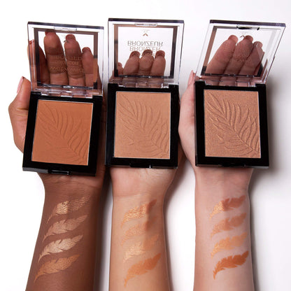 Wet n Wild Sunset Striptease face powder swatch on medium skin tone