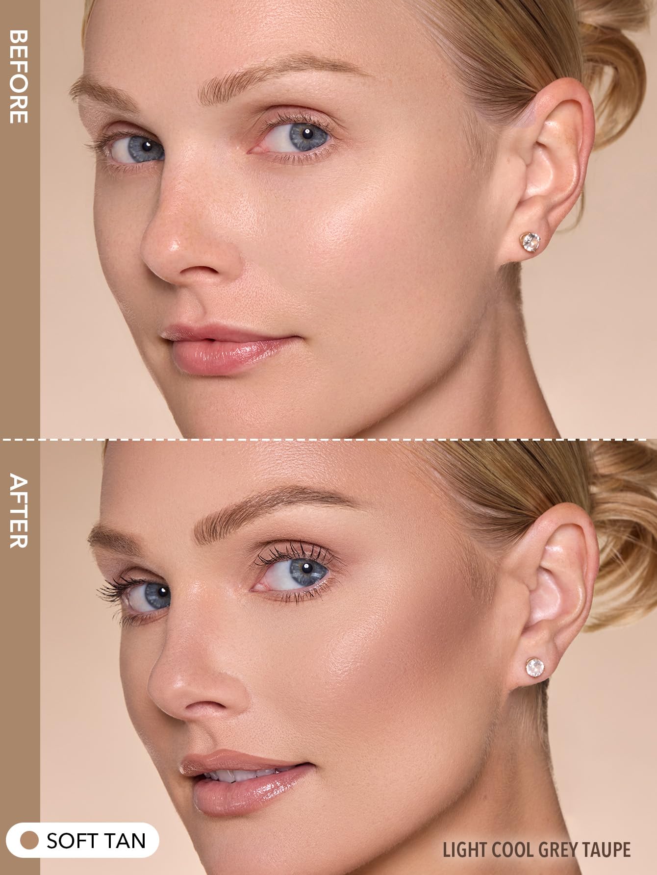 SHEGLAM liquid contour stick in Soft Tan showing precision tip and blending sponge.