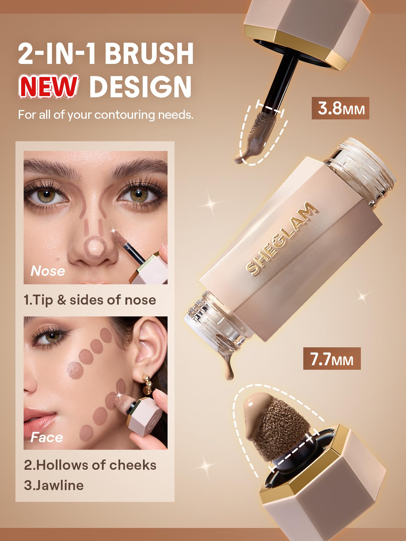 Creamy texture swatch of SHEGLAM Precision Sculpt Liquid Contour on medium skin.