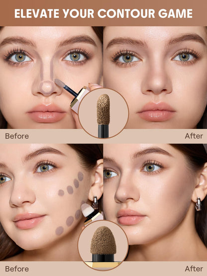 Authentic SHEGLAM Soft Tan dual ended contour tube with caps off showcasing applicators.