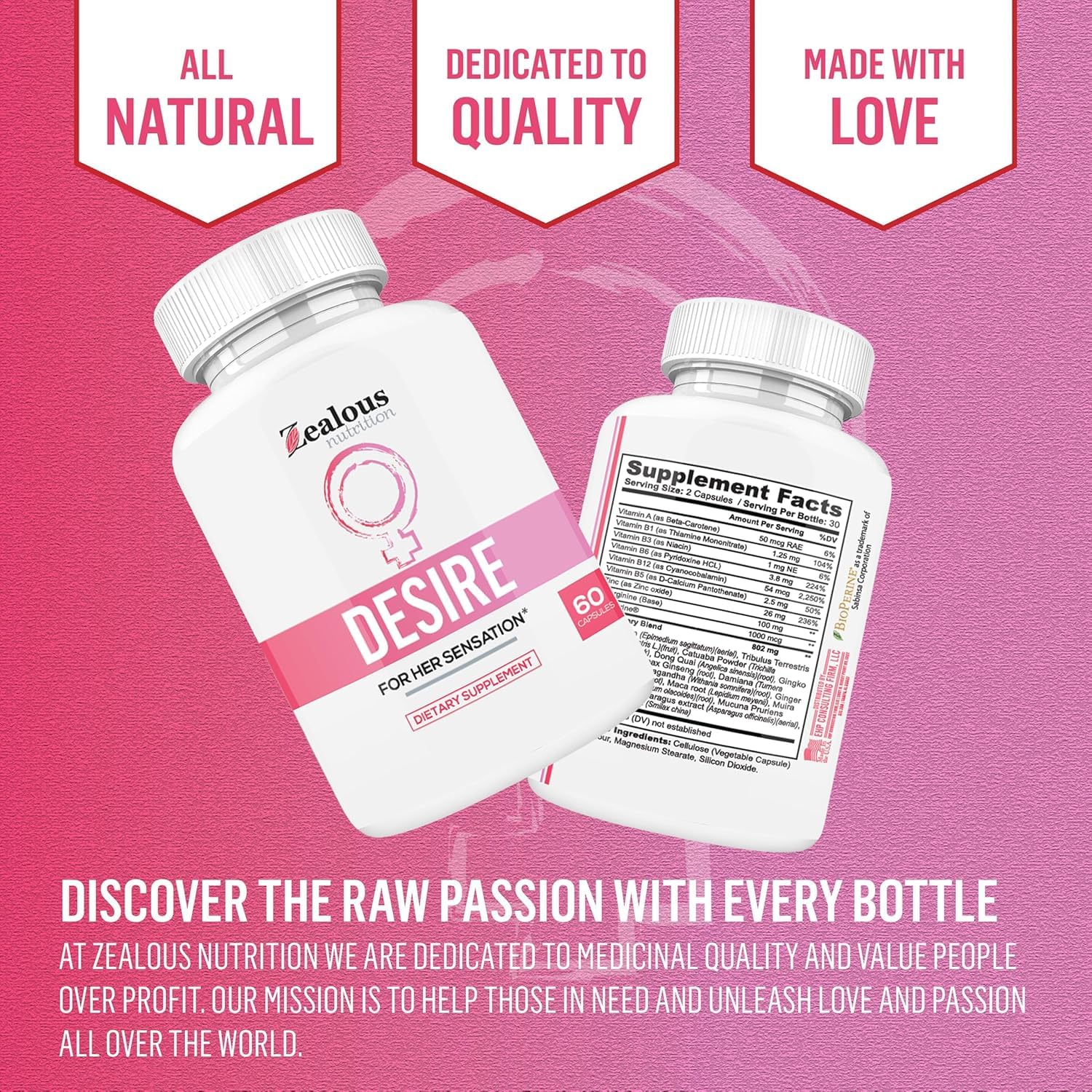 Zealous Nutrition daily women wellness booster bottle angled view