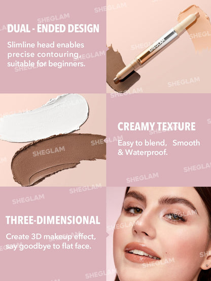 Long-lasting non-greasy contour and highlighting makeup stick product shot.
