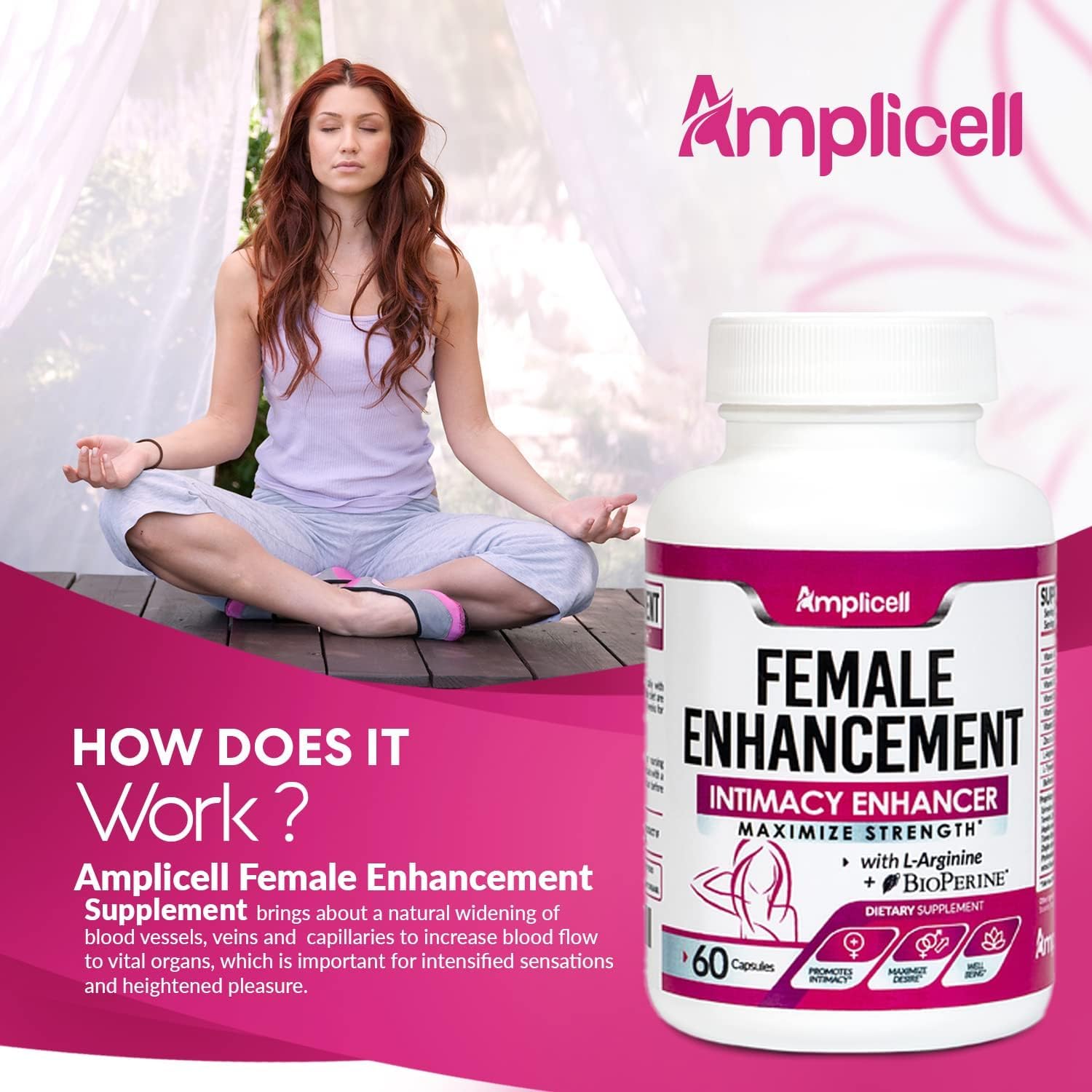 Amplicell hormone and mood balance supplement for women showing supplement facts and botanical ingredients