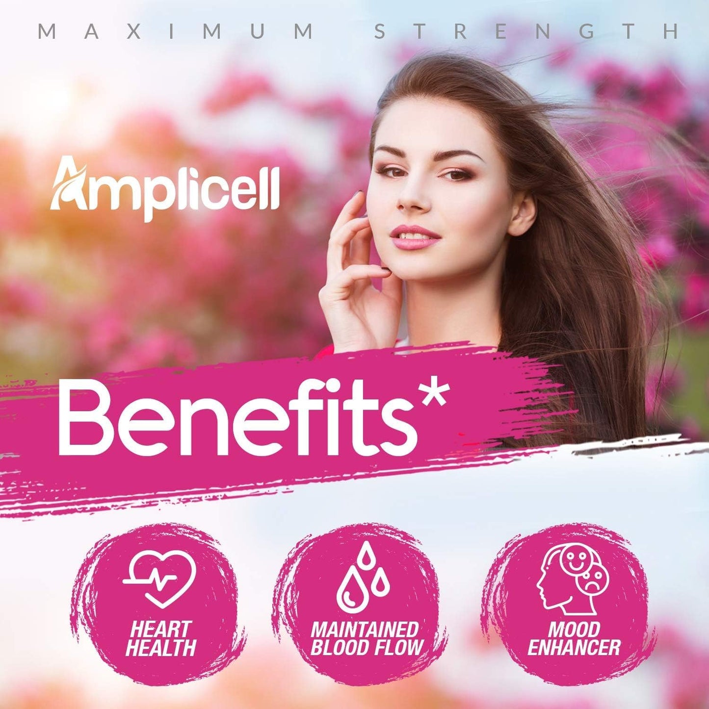 Amplicell female desire booster containing Maca Root and Ashwagandha for stamina
