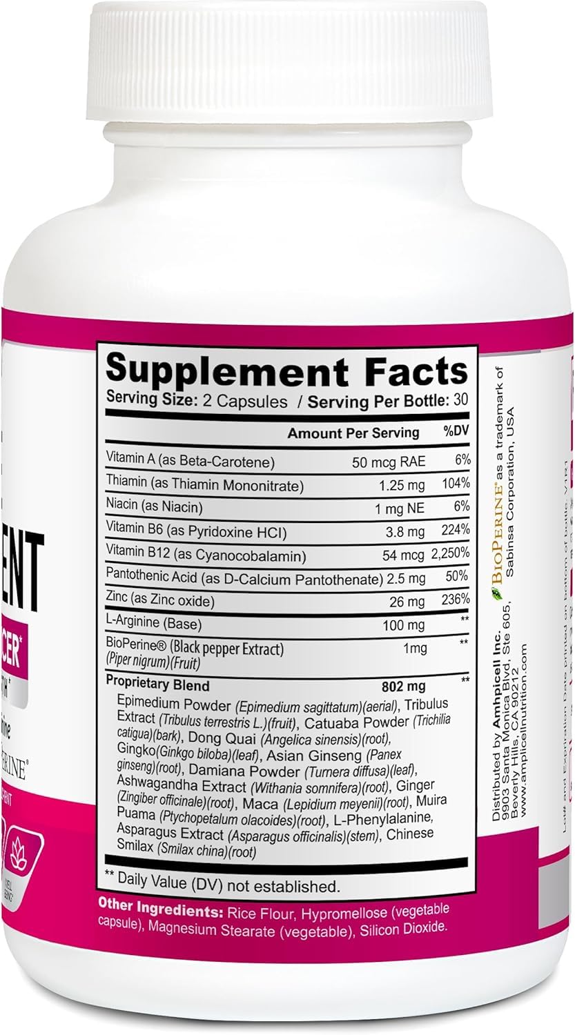 Amplicell daily dietary supplement for women intimacy health and stress relief