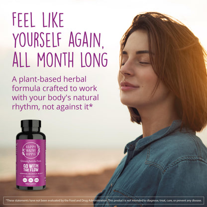 Happy Healthy Hippie Go With The Flow supplement facts showing herbal ingredients list