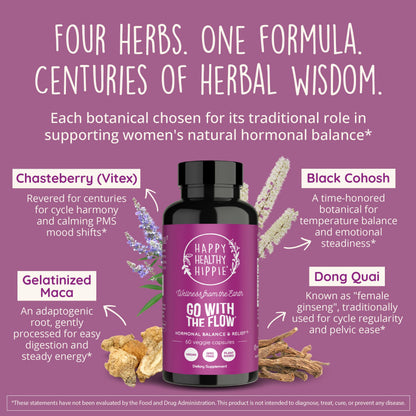 Happy Healthy Hippie Go With The Flow vegan veggie capsules for period regulation