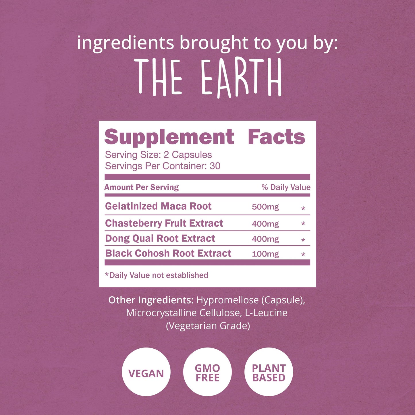 Side view of Happy Healthy Hippie Hormone Balance bottle detailing directions for use