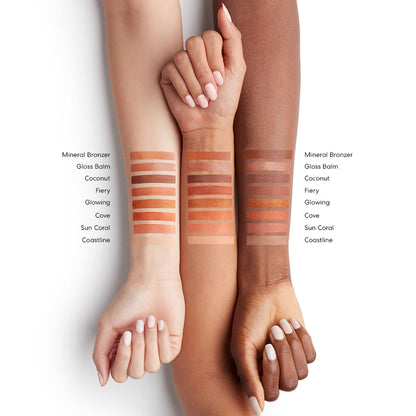 Sun-kissed loose powder bronzer by bareMinerals demonstrating universal shade adaptability.