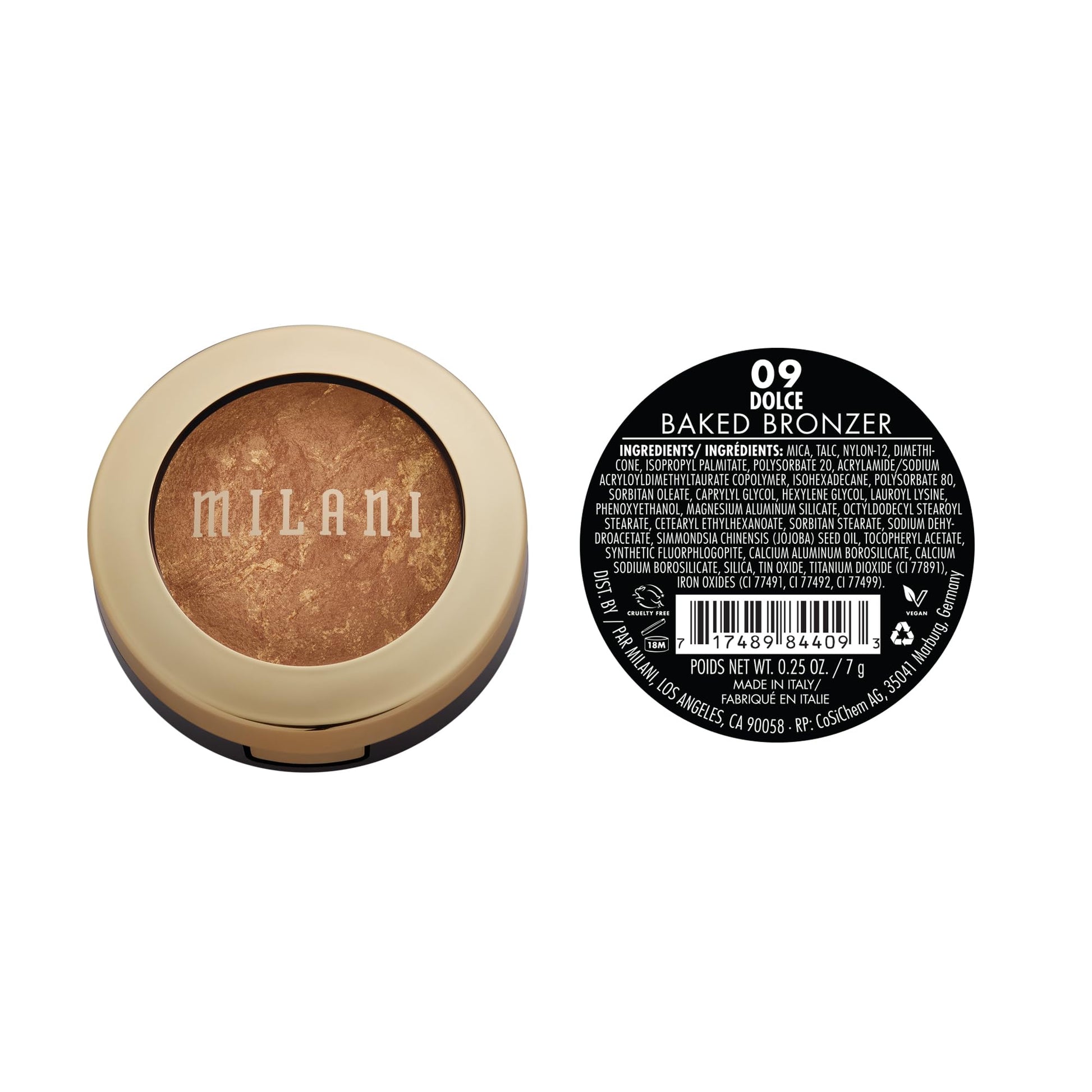 Milani Baked Bronzer Dolce open compact showing texture
