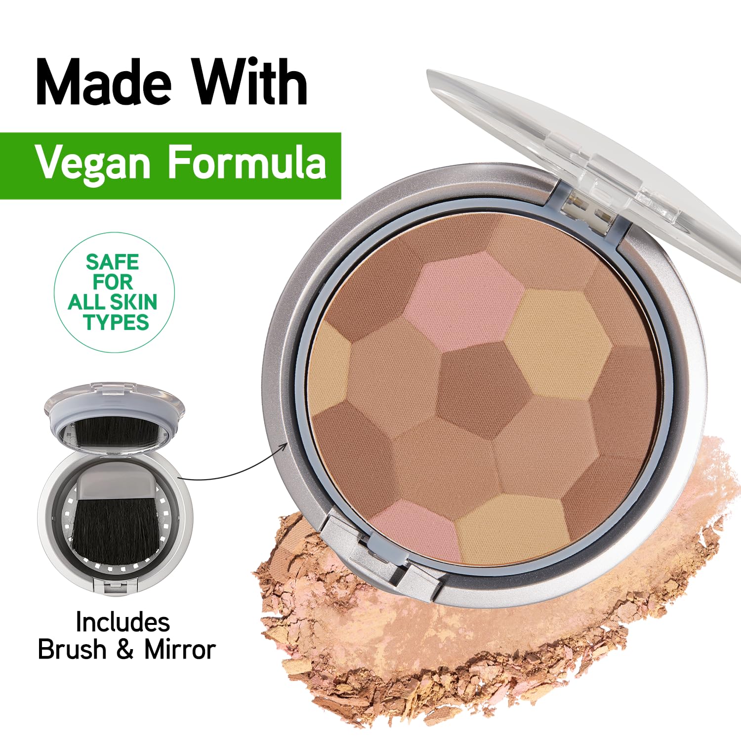 Close up look at the multi-colored pressed face powder shades in the Light Bronzer variant.
