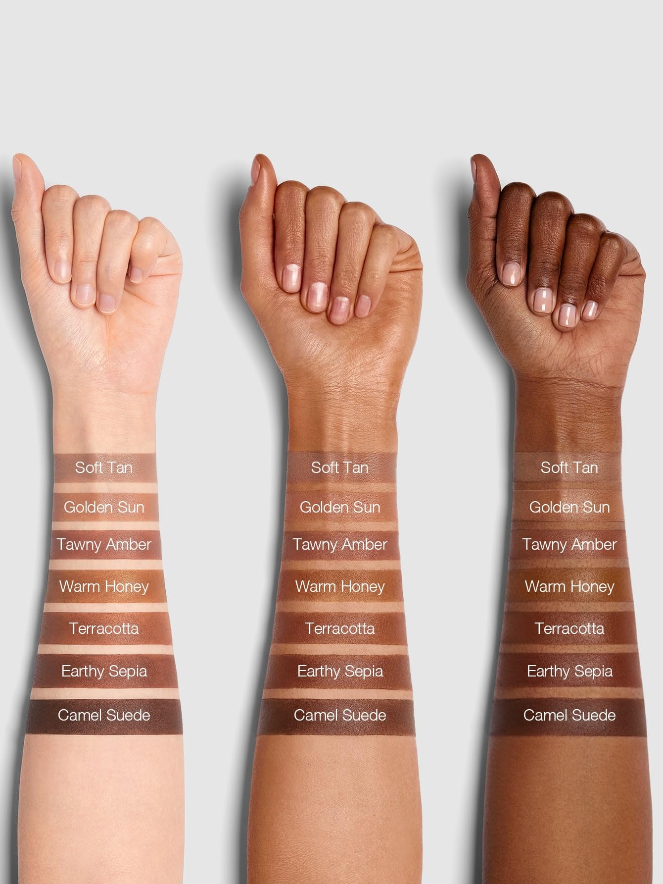 Before and after makeup transformation using the Golden Sun contour stick for definition.