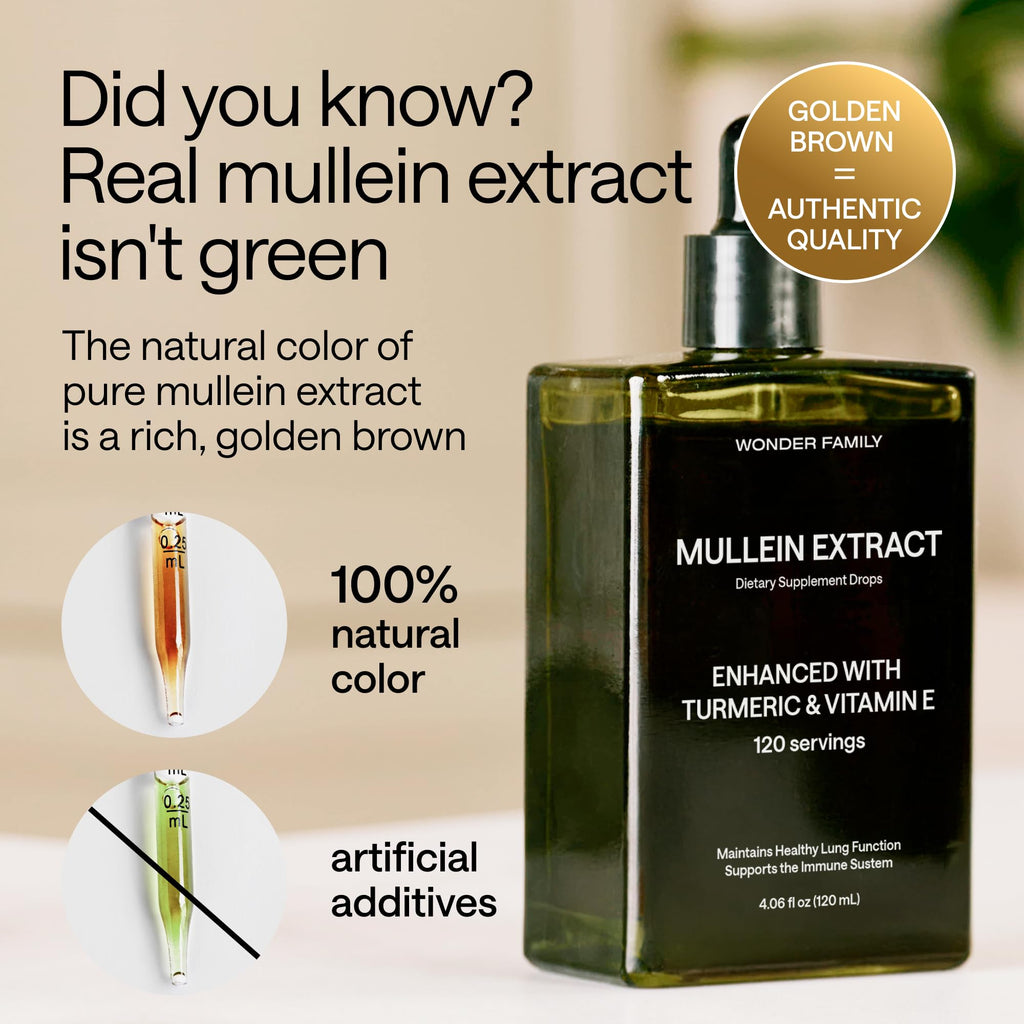 Close up view of Mullein Leaf and Chlorophyll formula bottle