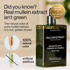 Close up view of Mullein Leaf and Chlorophyll formula bottle