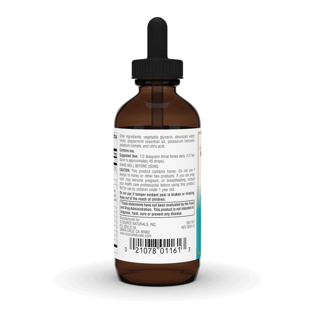 Close up of Source Naturals herbal formula liquid bottle