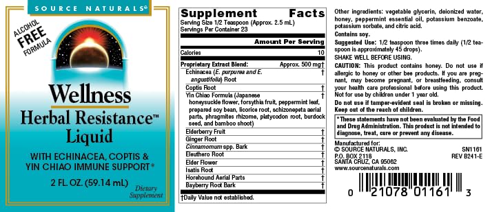 Source Naturals Wellness Herbal Resistance 2 fluid ounce bottle side profile
