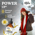 Wild and Organic immune support liquid drops bottle label