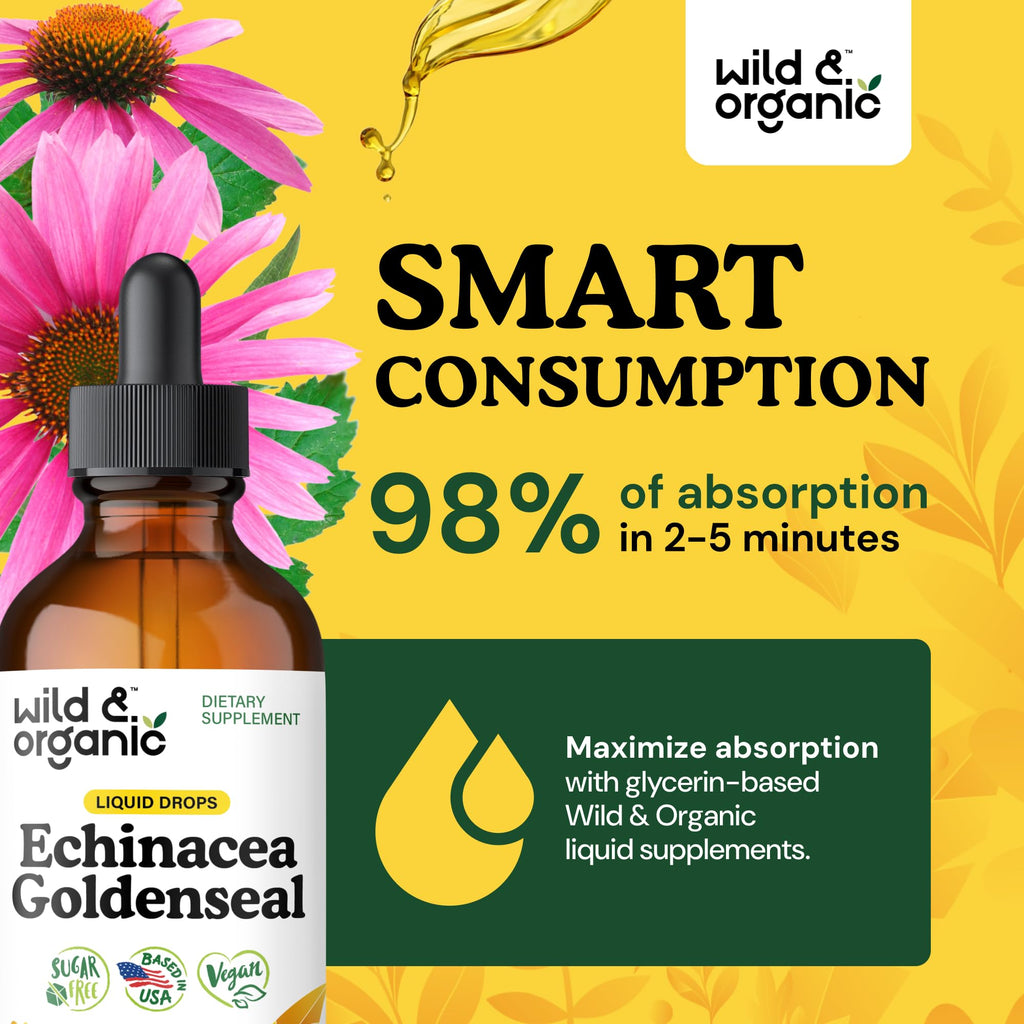 Wild and Organic liquid supplement dropper bottle