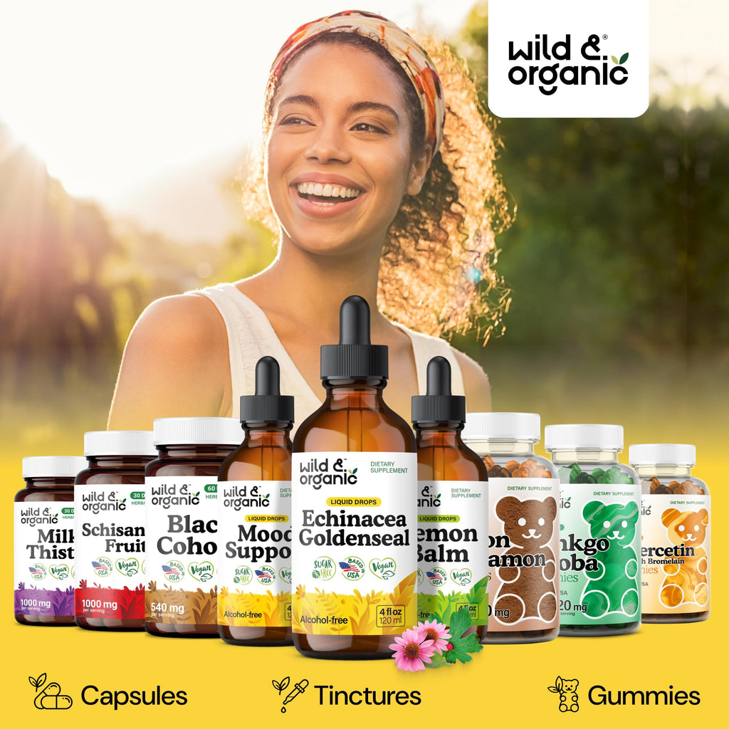 Close up of Wild and Organic Echinacea Goldenseal ingredient details