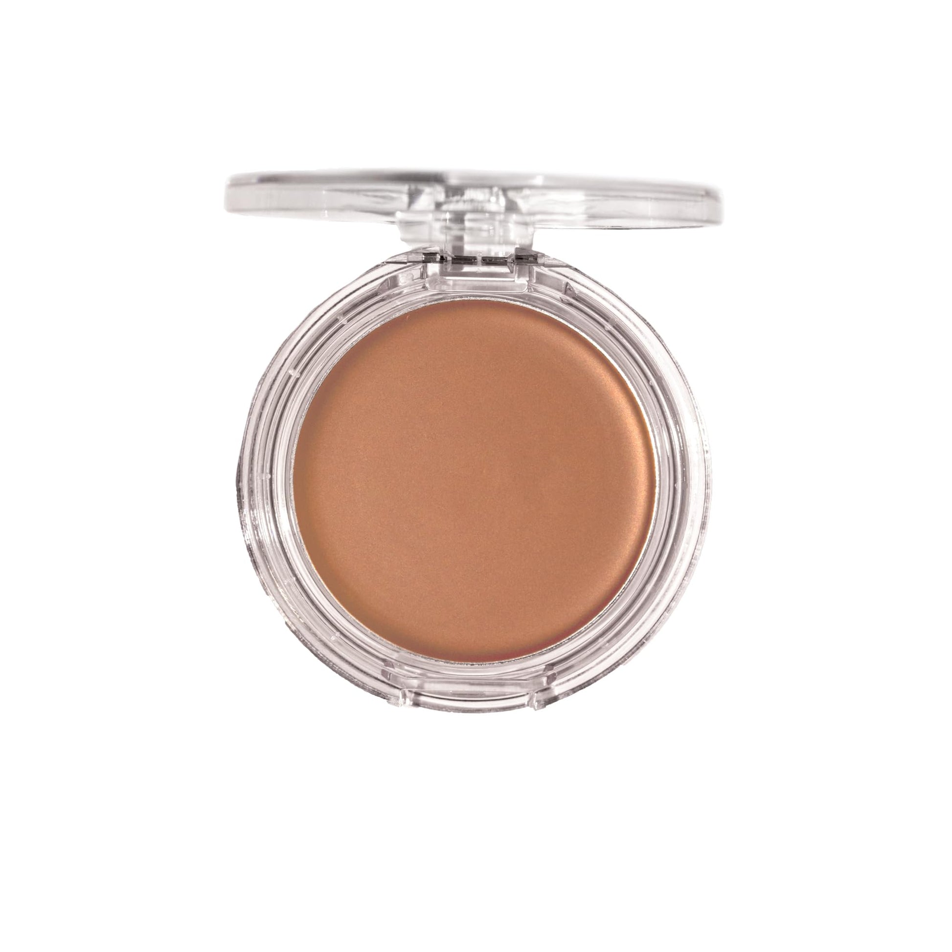 Demonstration of blending the Milani Cheek Kiss Cream Bronzer on face using a makeup sponge.