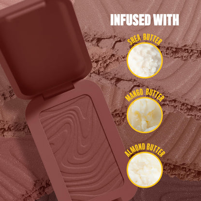 Texture shot of the butter infused matte face makeup powder formula.