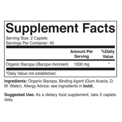 Brieofood vegetarian brain health supplement showing serving size facts