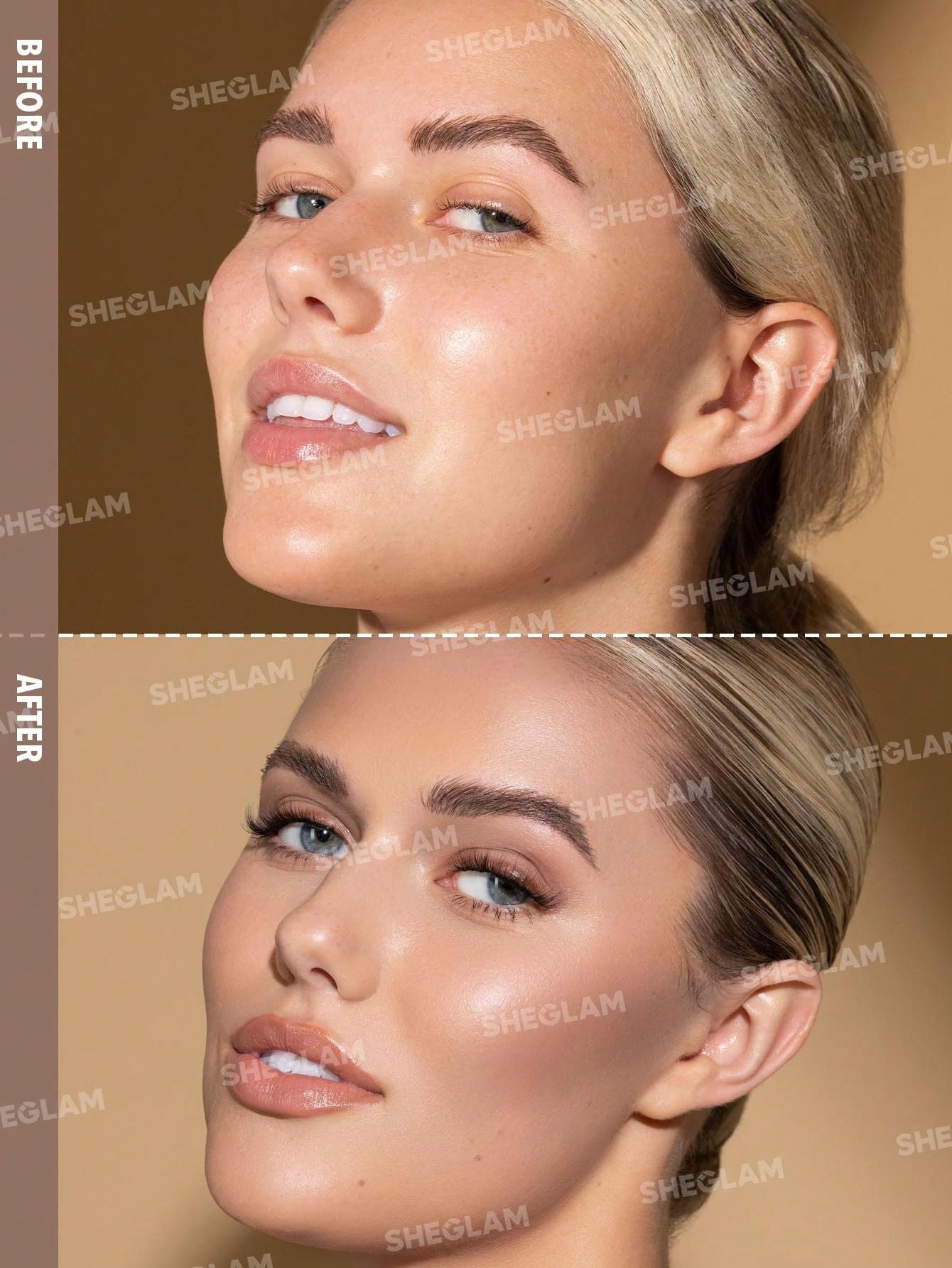 SHEGLAM Sun Sculpt Cool Toned Contour Stick Soft Tan liquid swatch on skin
