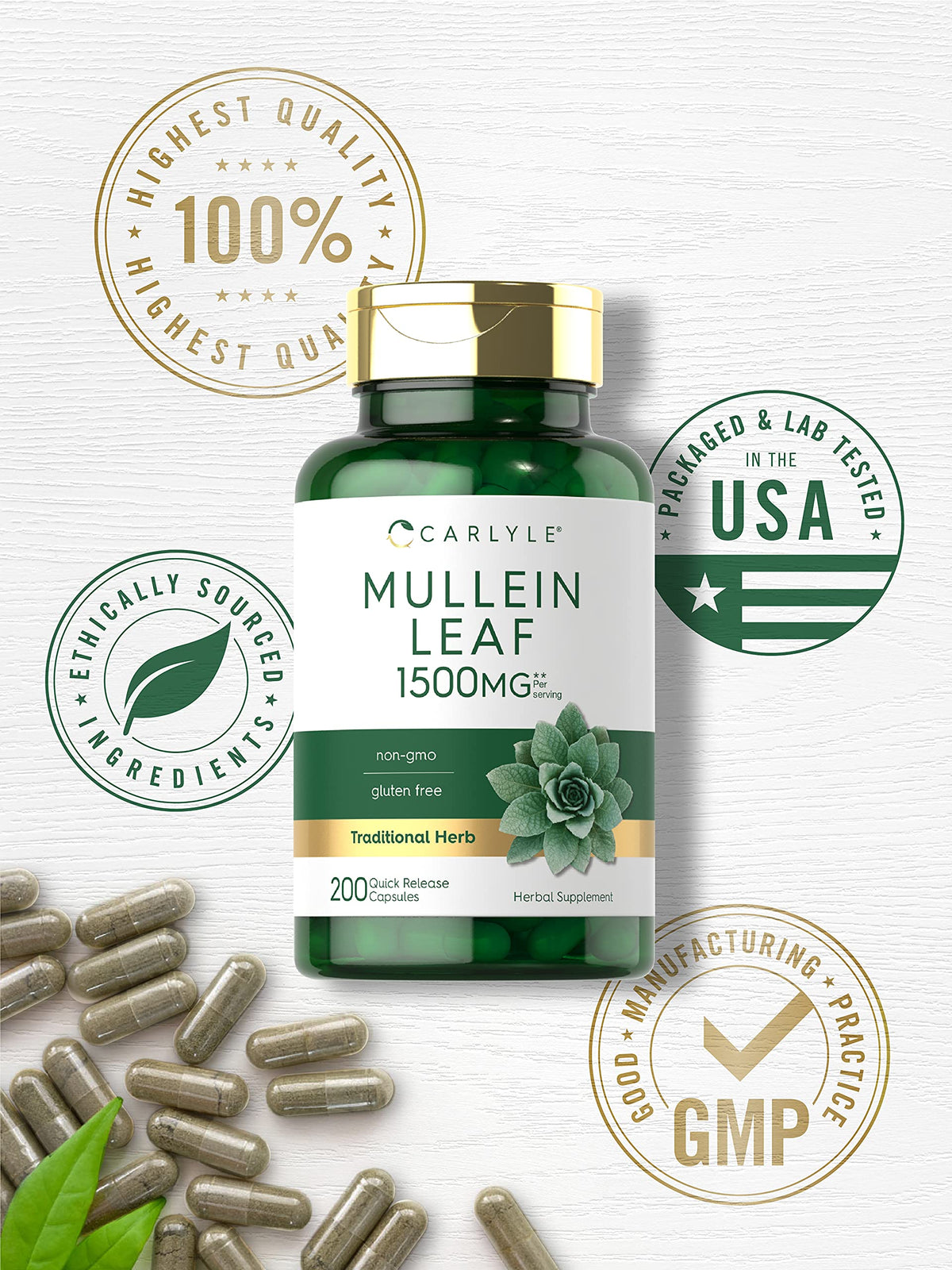 Carlyle Mullein Leaf 1500mg USA imported health supplement