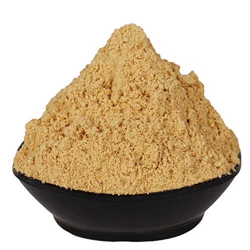Back label of Aegle Marmelos wood apple powder by Yuvika showing product details.