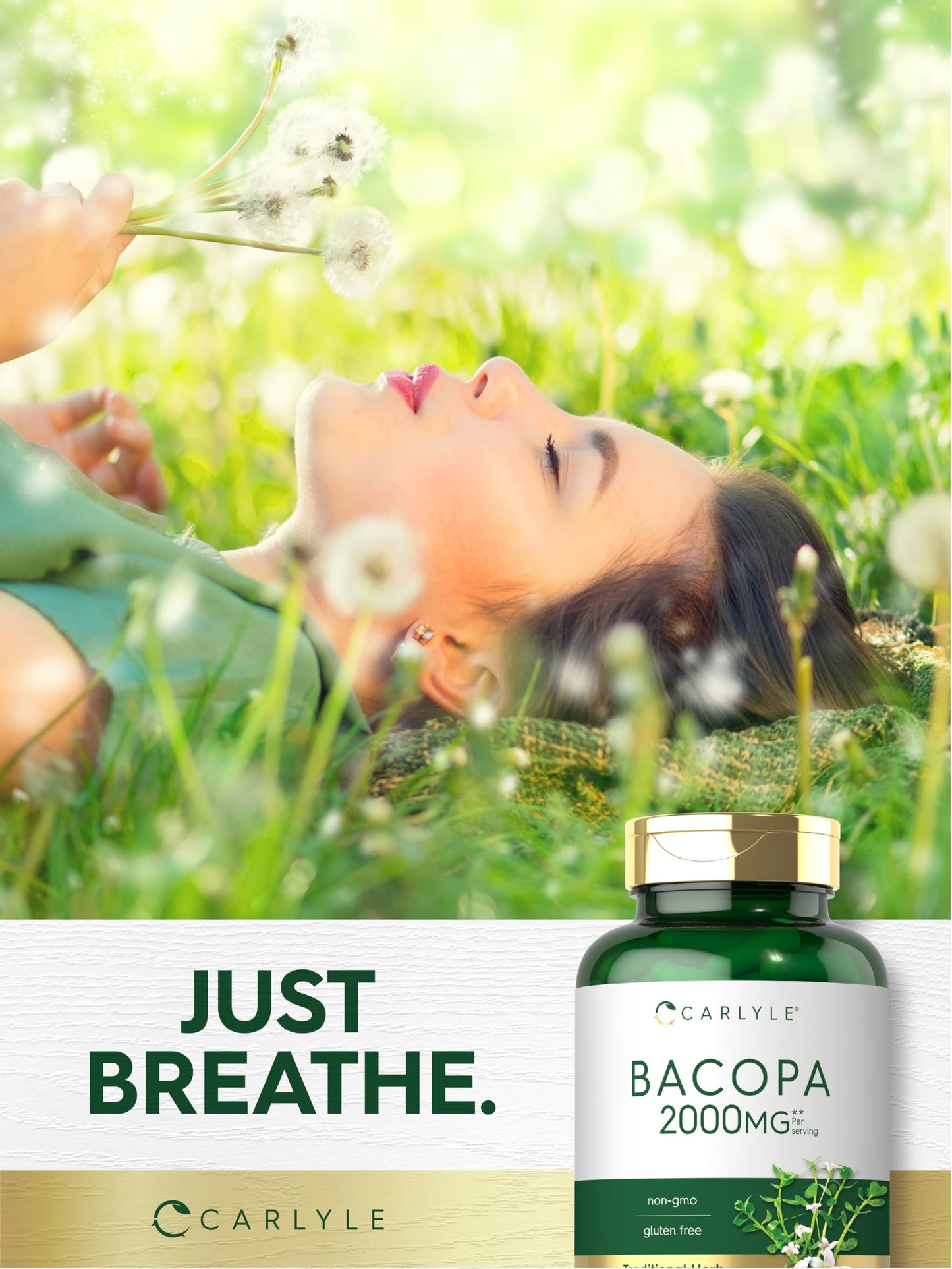 Carlyle Bacopa Monnieri herbal memory booster bottle showing authentic imported tracking details for Indian consumers
