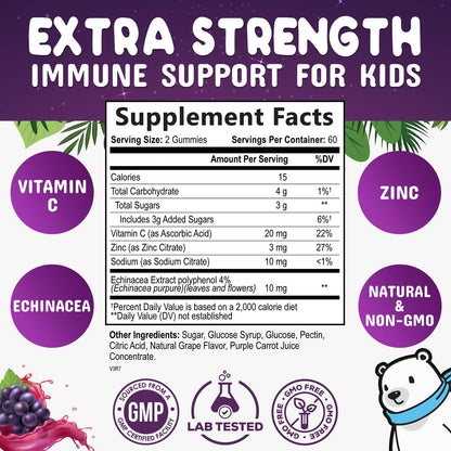Close up of Nature's Nutrition immune support supplement label