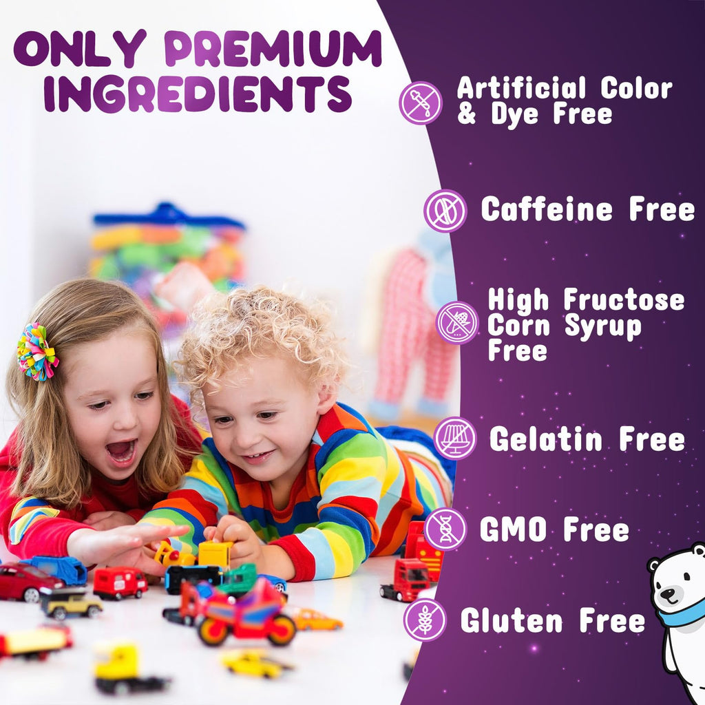 Nature's Nutrition kids vitamin jar with vegan and non-GMO badges
