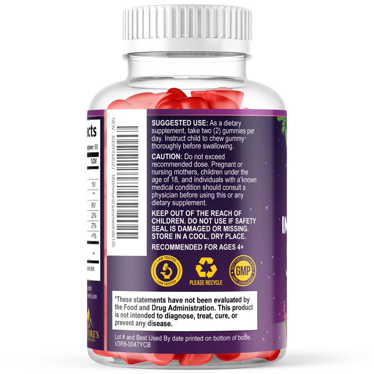 Nature's Nutrition supplement packaging for children 4 and up