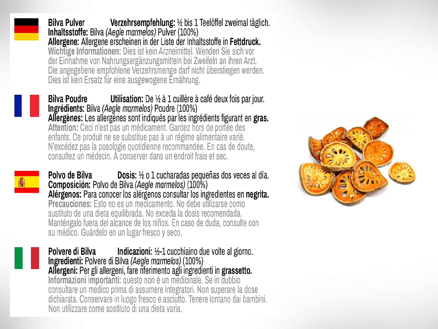 Dr Wakdes Bilva Fruit Powder product dimensions and secure protective seal closure