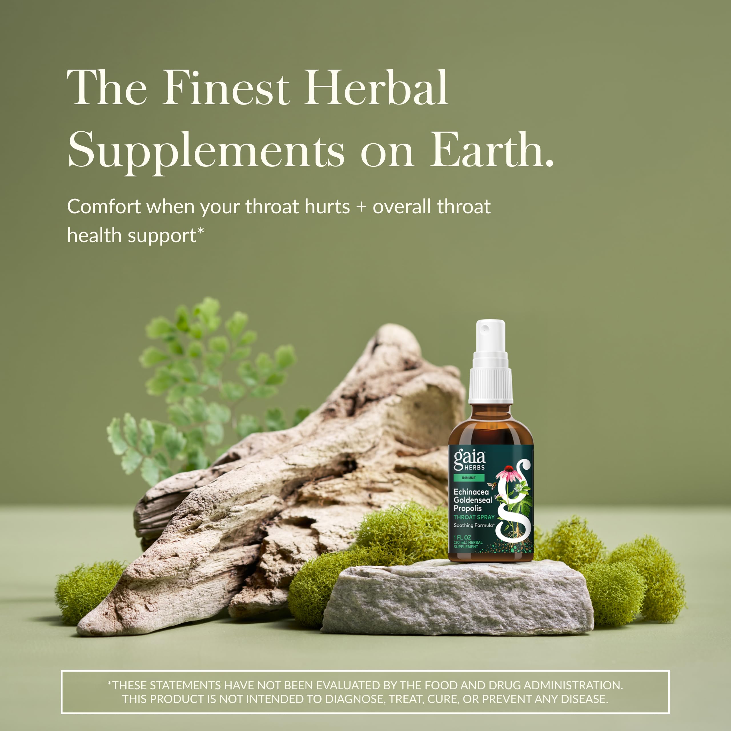 Gaia Herbs Echinacea Goldenseal Propolis Throat Spray packaging details