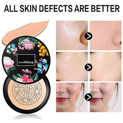 Mushroom shaped makeup applicator sponge wet and dry comparison