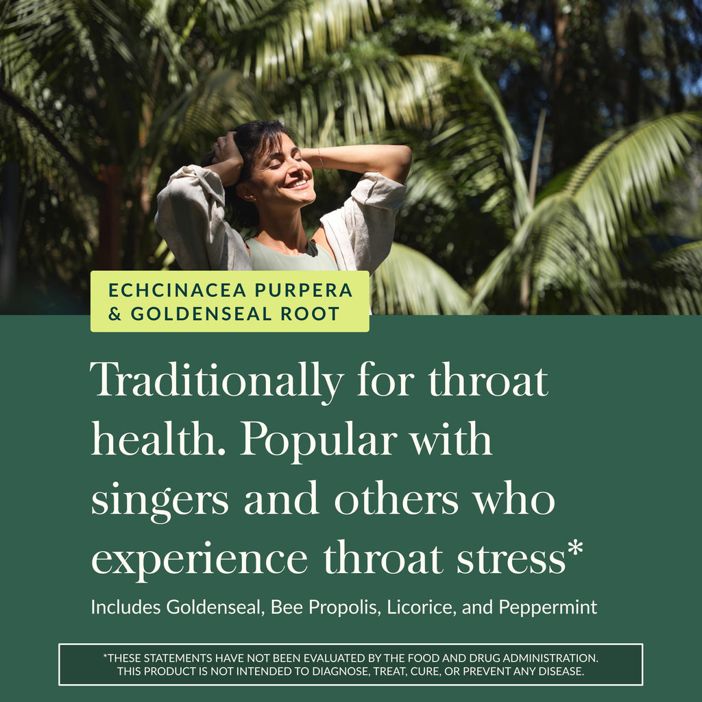 Gaia Herbs natural herbal throat spray bottle in hand