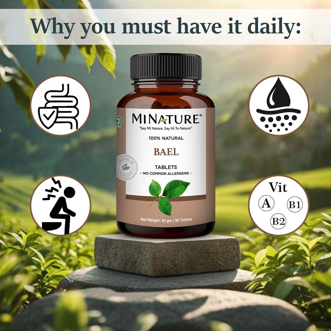 Back label of Pure and Natural Bilva Leaf tablets detailing ingredient list and forty-five days supply directions.