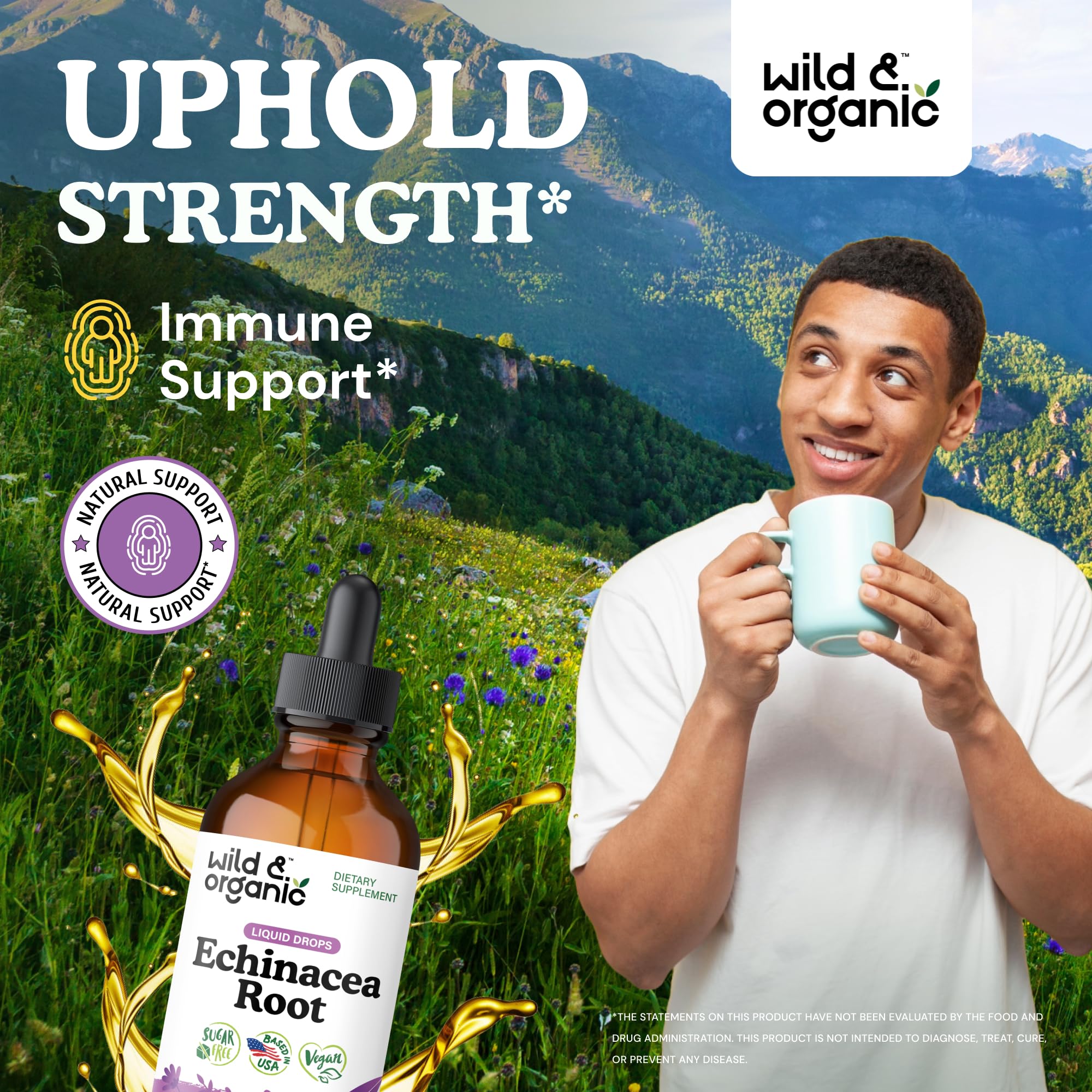 Wild and Organic Echinacea liquid supplement bottle label details