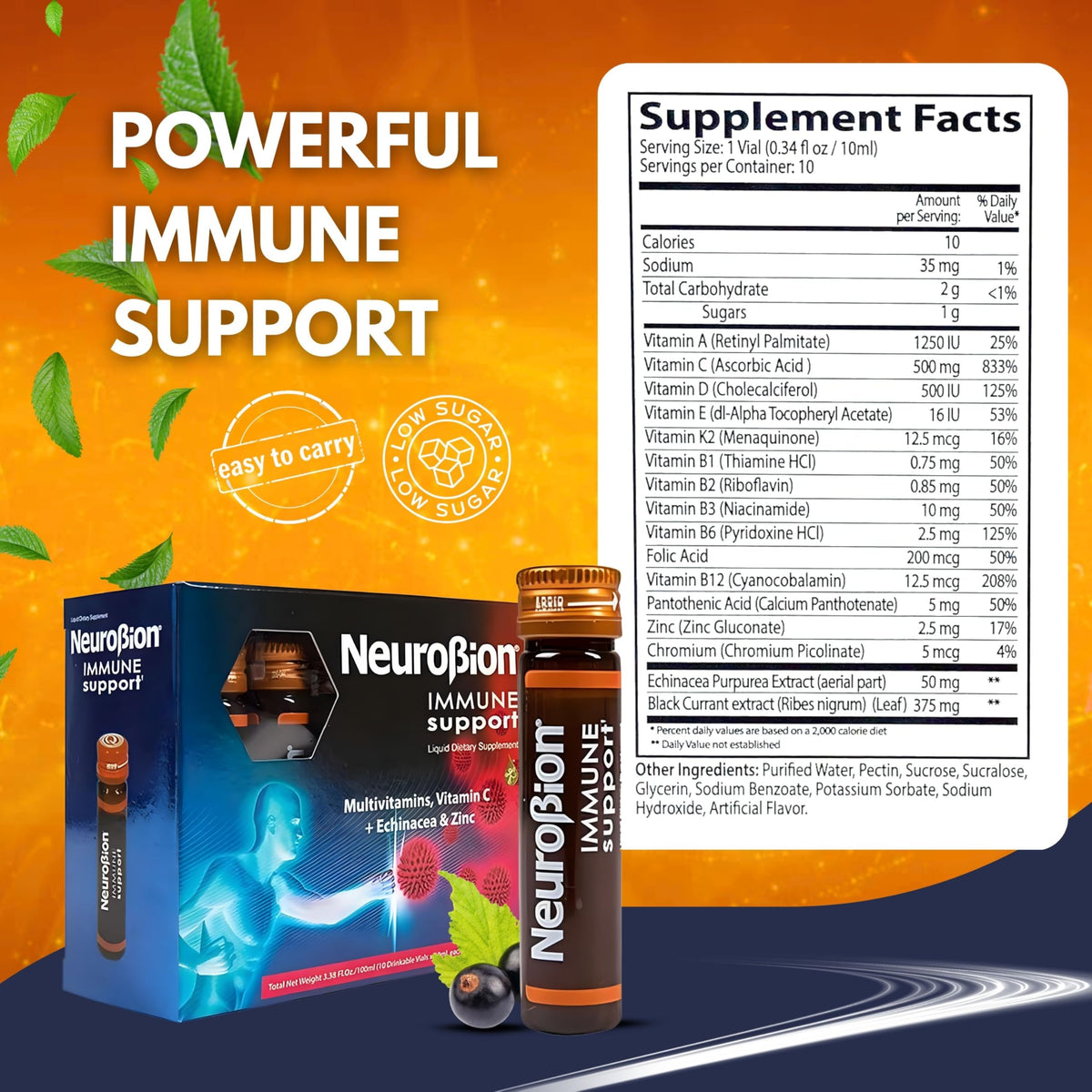 Neurobion immune support ingredients label view