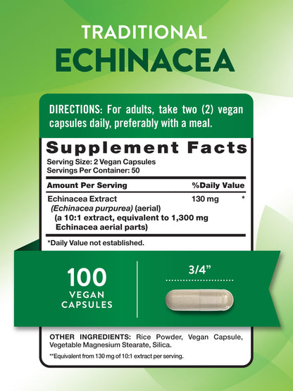 Nature's Truth Echinacea 100 capsule bottle label details