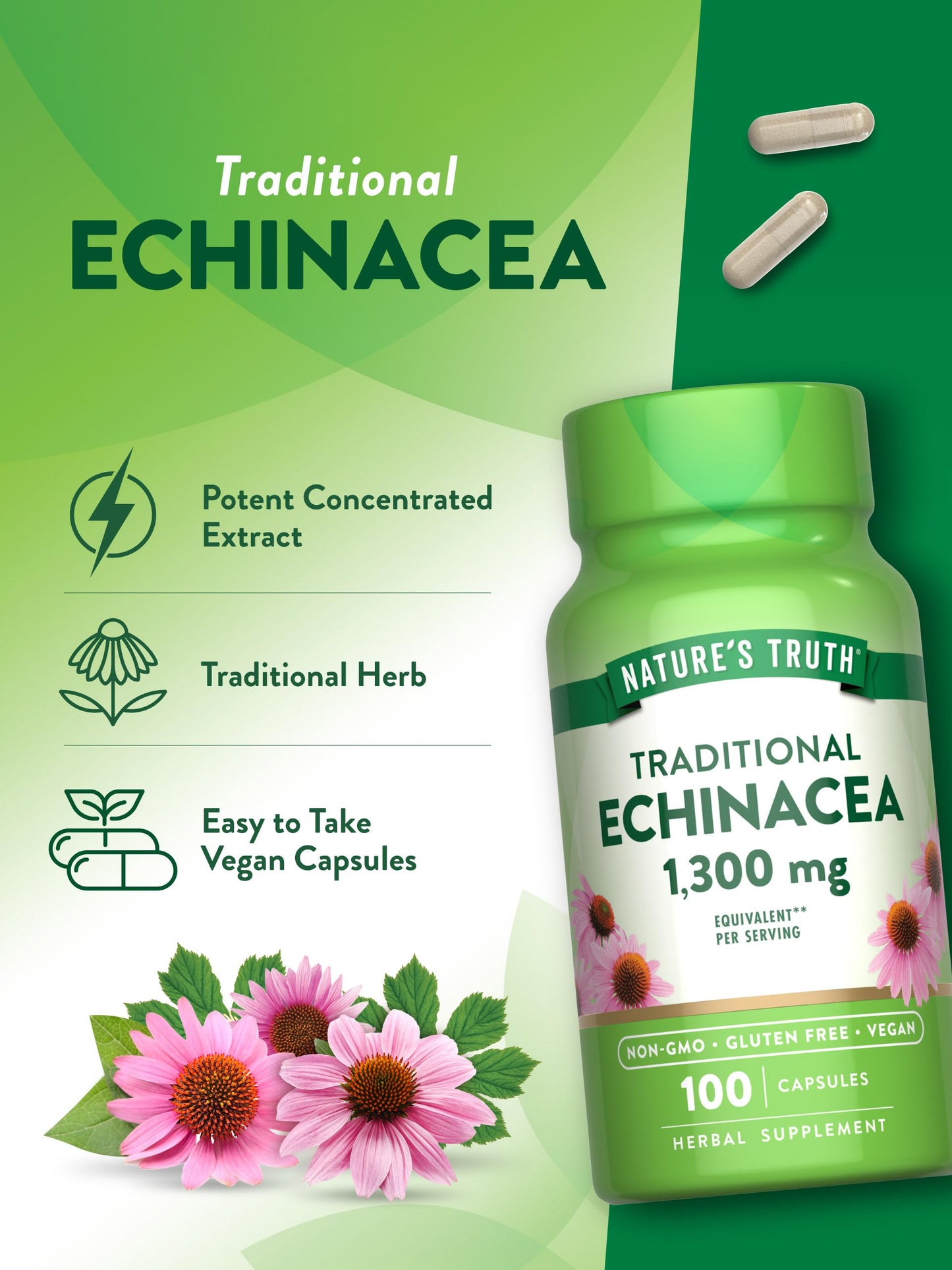 Close up of Nature's Truth immune support supplement bottle
