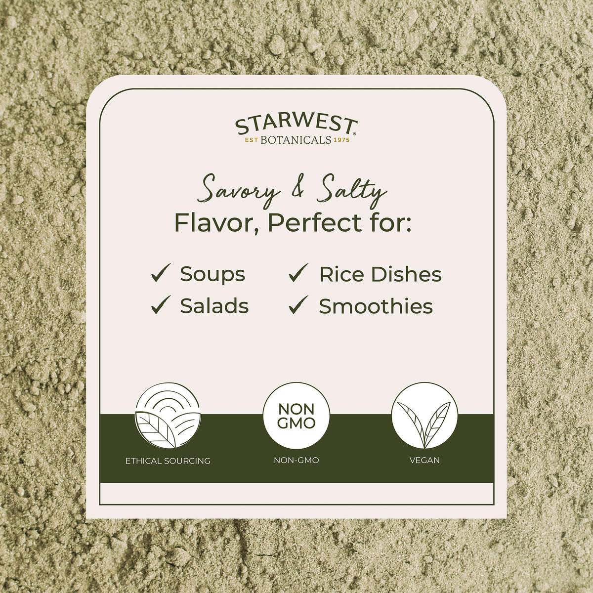 Texture of Starwest Botanicals Organic Kelp Powder close up