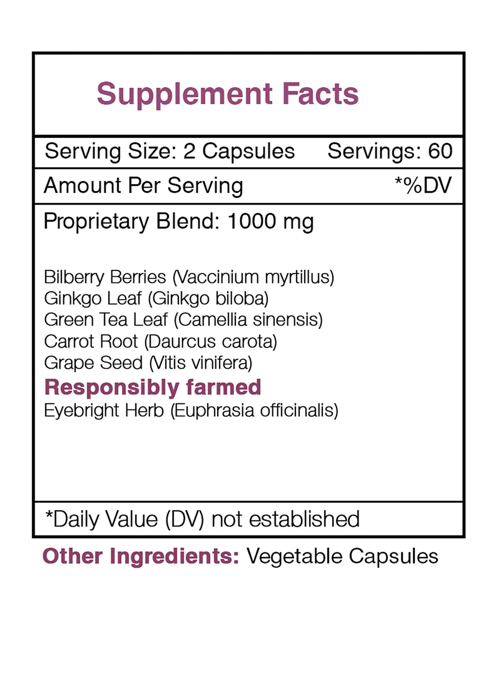 Side profile of imported Falcon Eye 1000 milligram capsules for digital eye strain relief