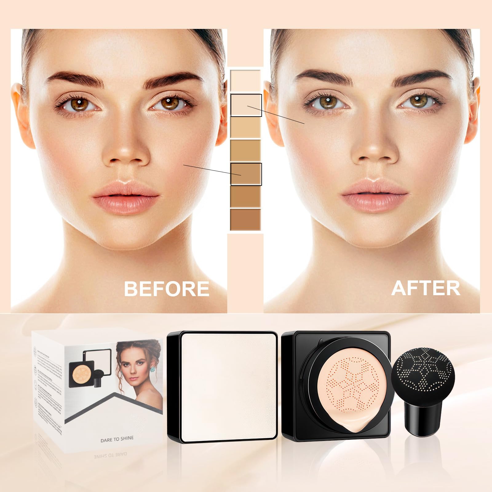 CC cream cushion foundation texture and shade sample