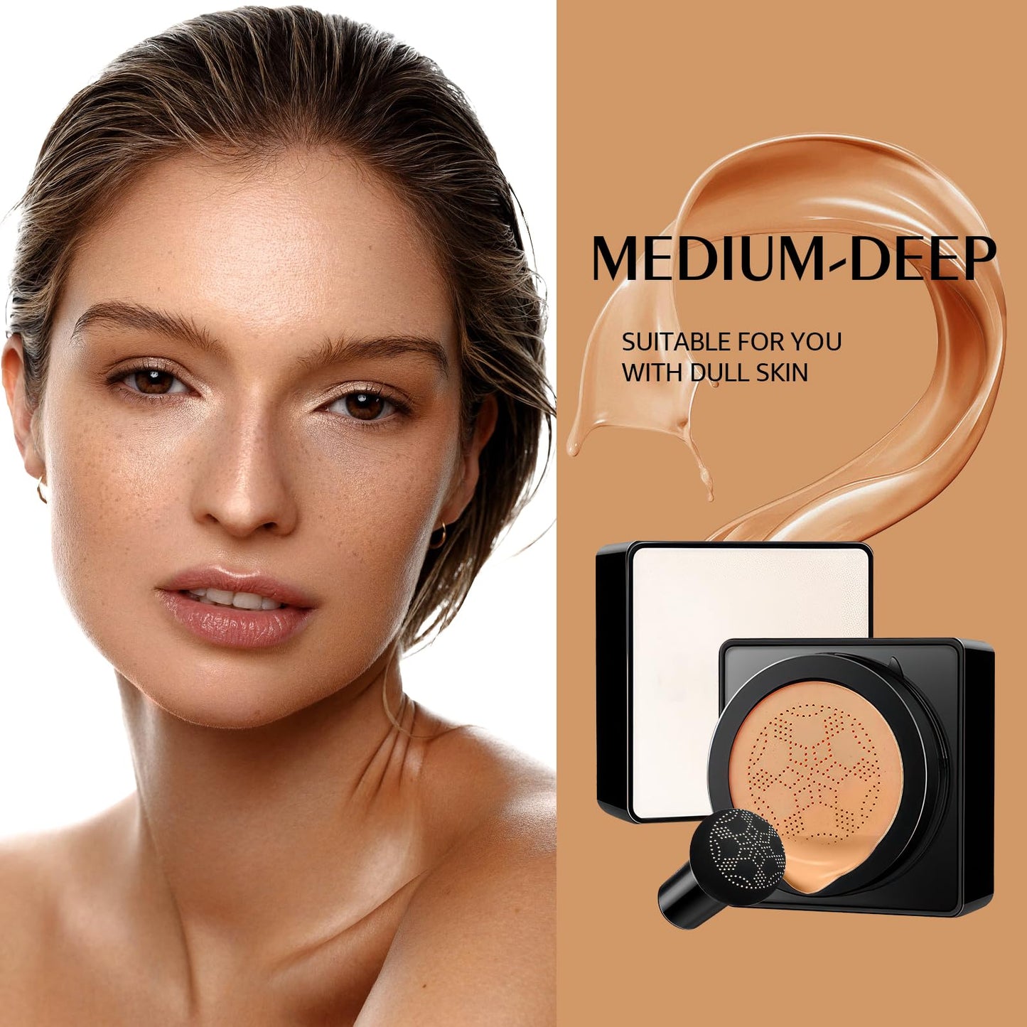 Application demonstration of CC cream on skin