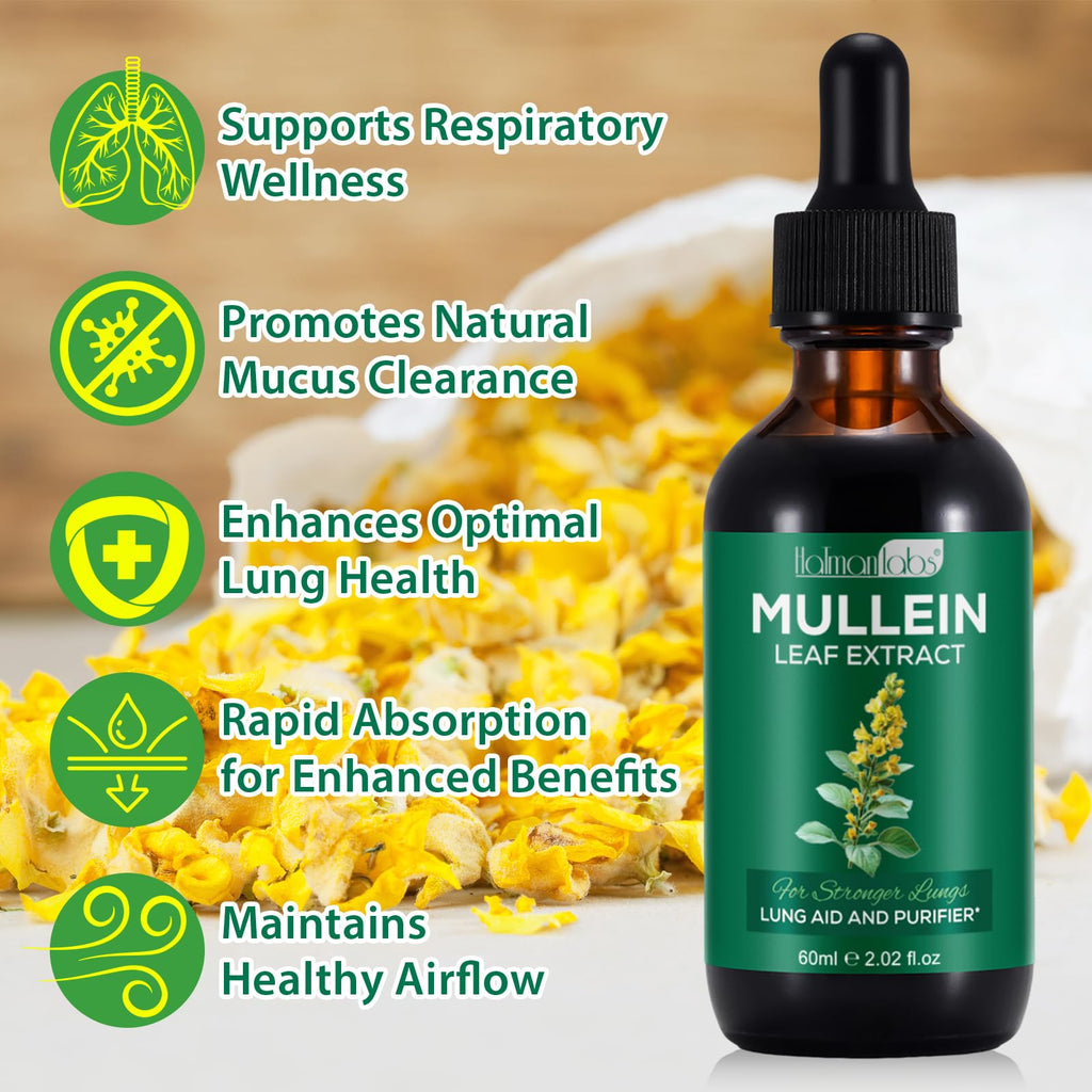 Close up of Mullein Leaf Extract liquid supplement