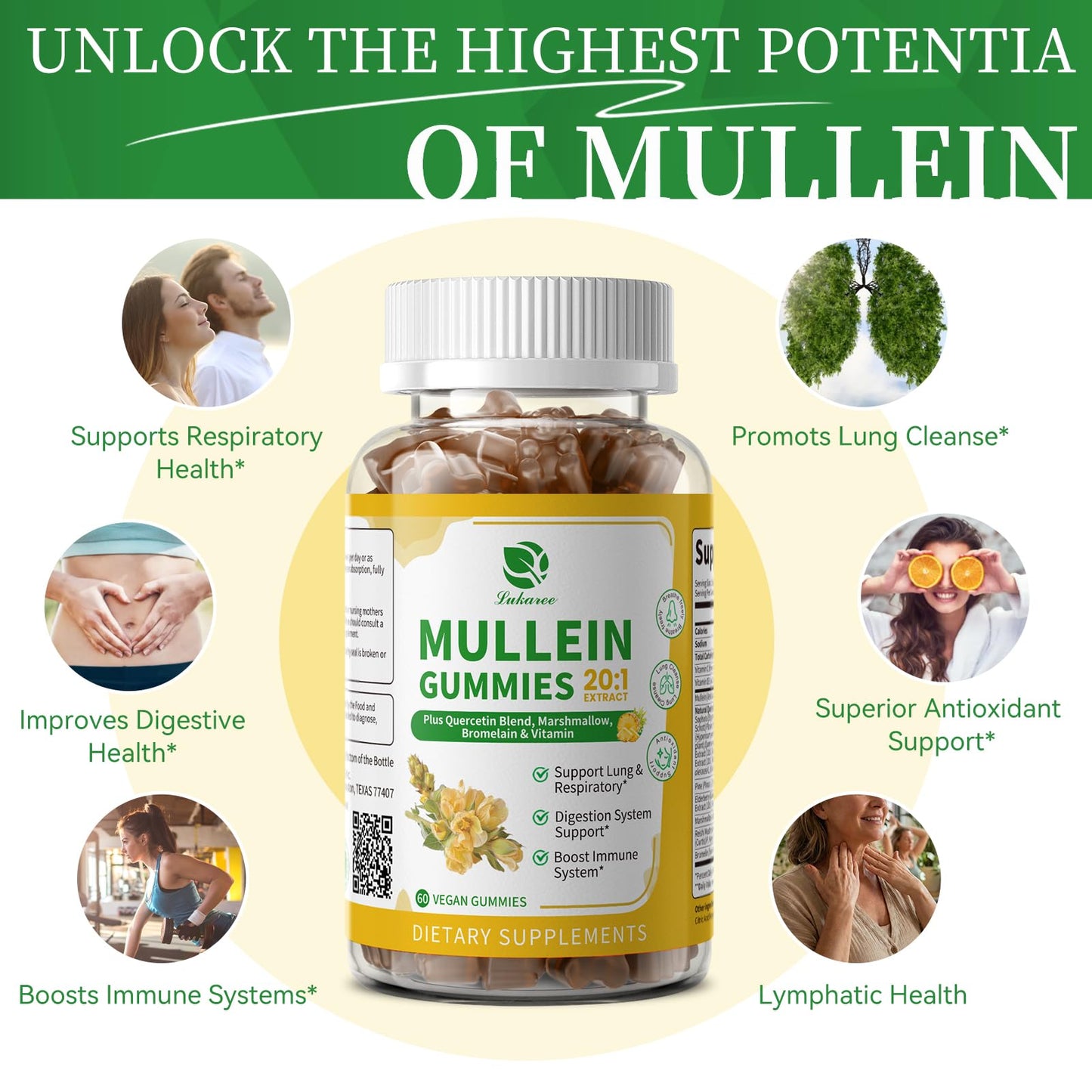 Two pack Lukaree Mullein Gummies supply